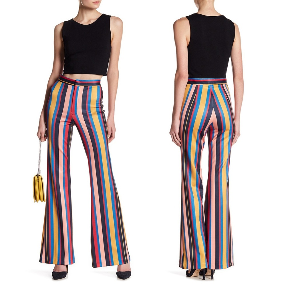 Jealous Tomato Striped High Rise Flare Pants Fits Like M but says L on tag